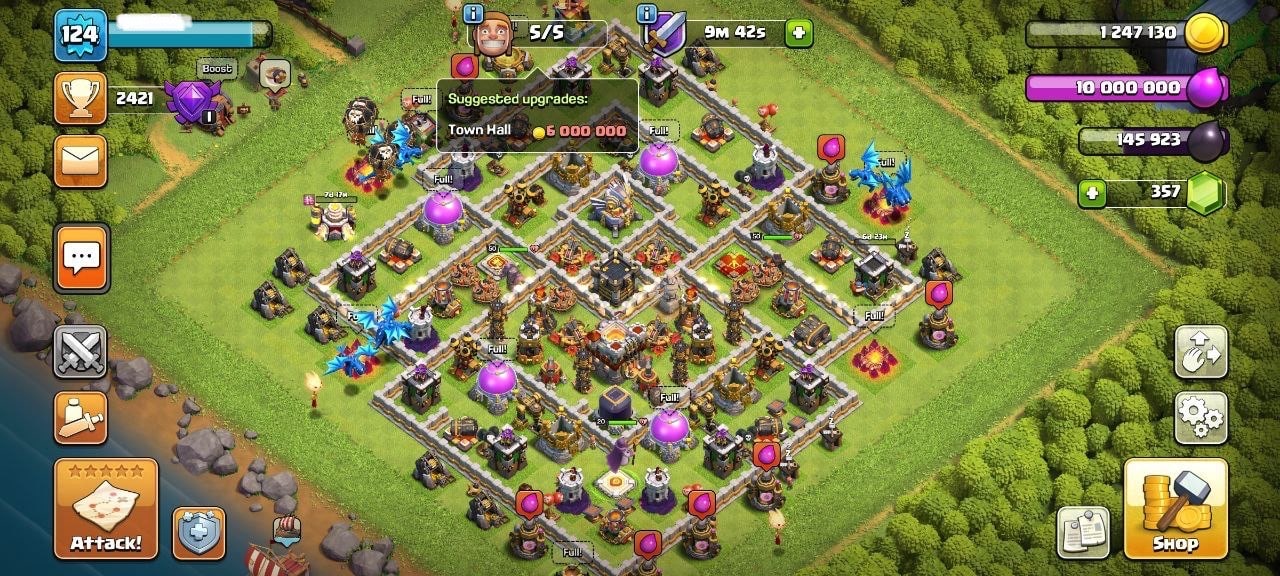 COC TOWN HALL 11 FULLY MAX LEVEL 124 KB50 AQ50 GW20 Clash Markets