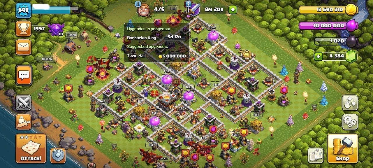 COC TH 11 FULLY MAX WITH 4K GEMS LEVEL141 KB49