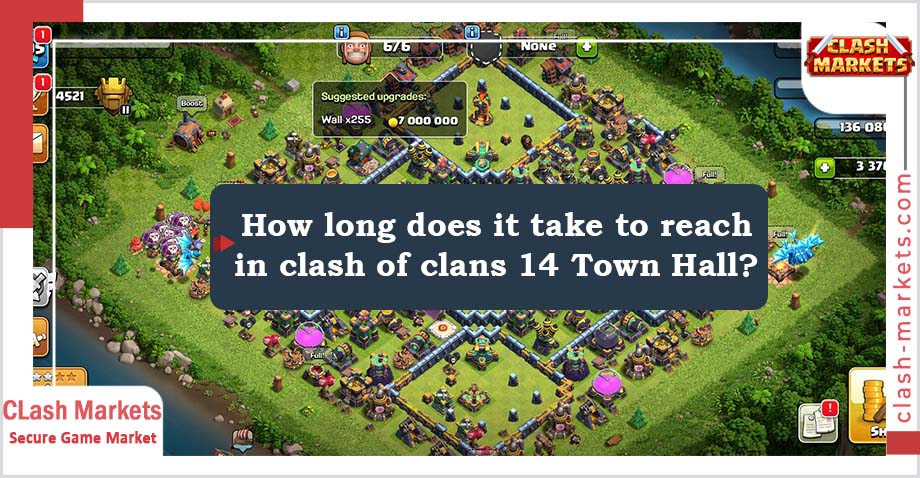 How long does it take to reach Town Hall 14 in clash of clans
