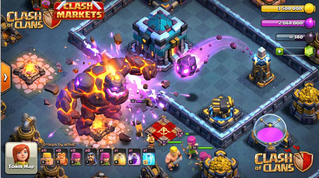 Meteor Golem Meteormite jump over wall TH18 attack