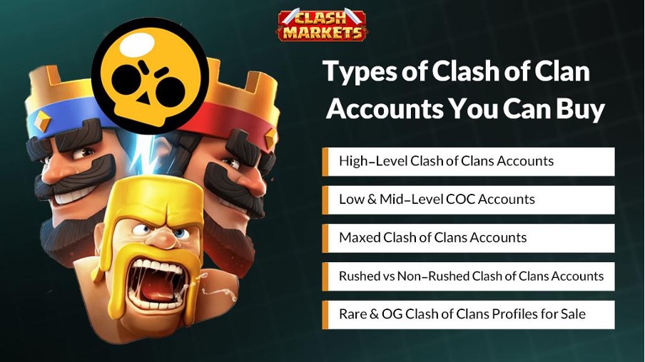Types of Clash of Clans Accounts for Sale — maxed, non-rushed, war-ready